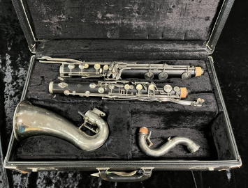 Photo Early 1970s Vintage Selmer Paris Professional Wood Bass Clarinet - Serial # W1880